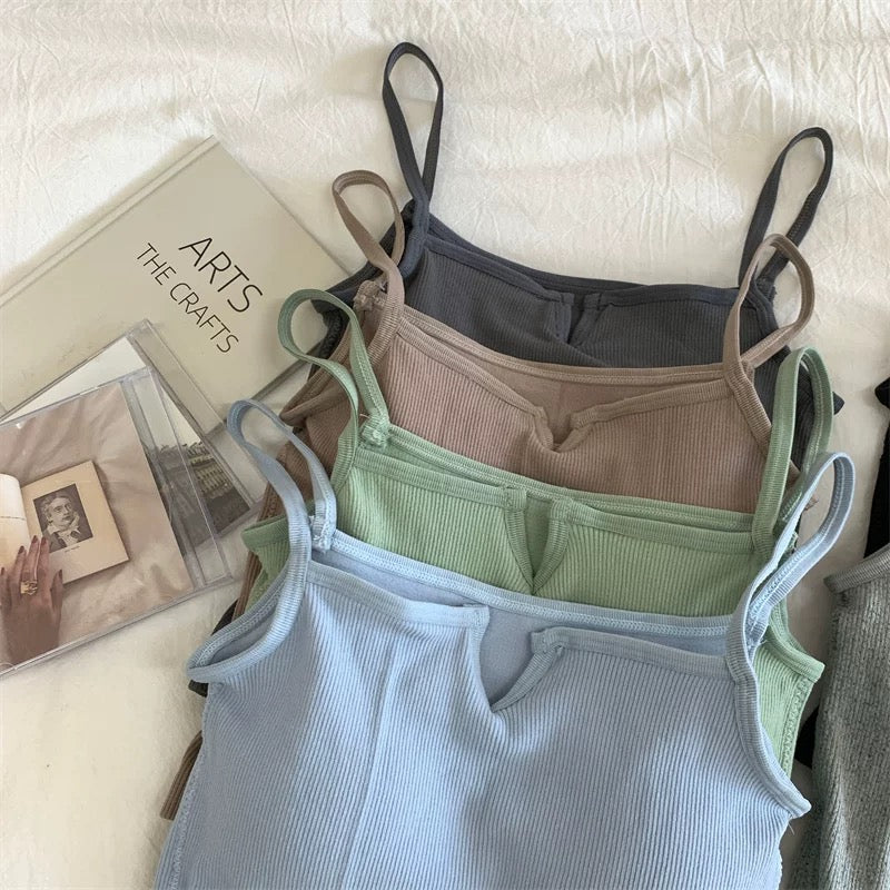 Verona V-Ribbed Built-in Bra Top